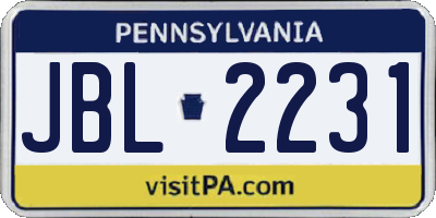 PA license plate JBL2231