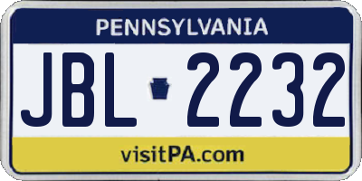 PA license plate JBL2232