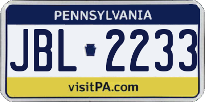 PA license plate JBL2233