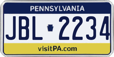 PA license plate JBL2234