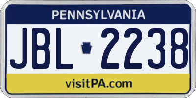 PA license plate JBL2238