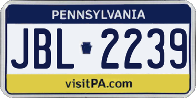 PA license plate JBL2239