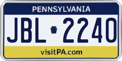 PA license plate JBL2240