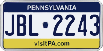 PA license plate JBL2243