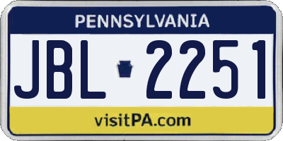 PA license plate JBL2251