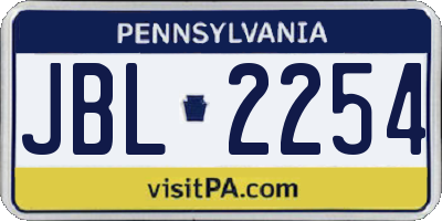 PA license plate JBL2254