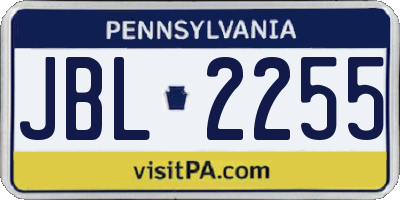 PA license plate JBL2255