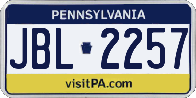 PA license plate JBL2257