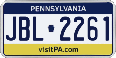 PA license plate JBL2261