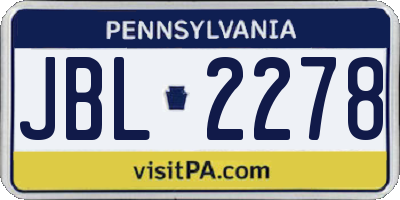 PA license plate JBL2278