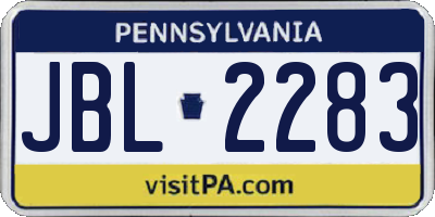 PA license plate JBL2283