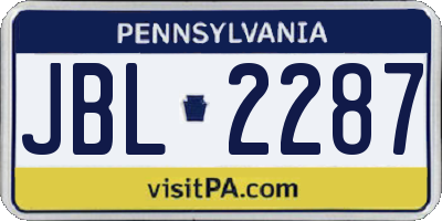 PA license plate JBL2287