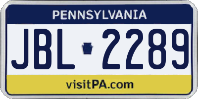 PA license plate JBL2289