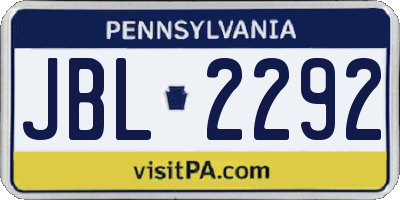 PA license plate JBL2292