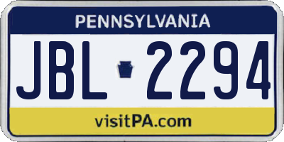 PA license plate JBL2294