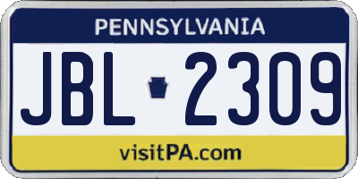 PA license plate JBL2309