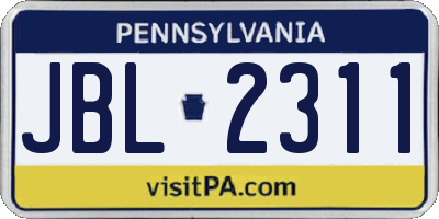 PA license plate JBL2311