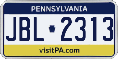 PA license plate JBL2313