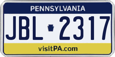 PA license plate JBL2317