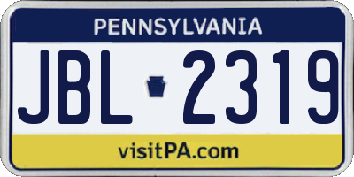 PA license plate JBL2319