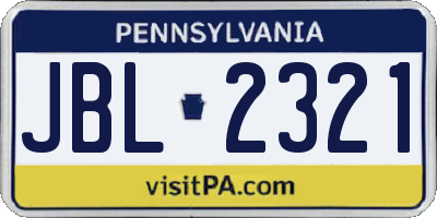 PA license plate JBL2321