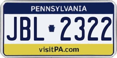 PA license plate JBL2322