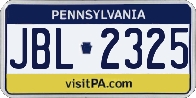 PA license plate JBL2325