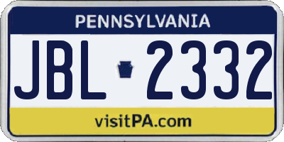 PA license plate JBL2332