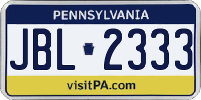 PA license plate JBL2333