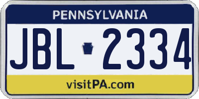 PA license plate JBL2334