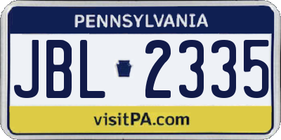 PA license plate JBL2335