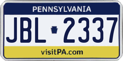 PA license plate JBL2337