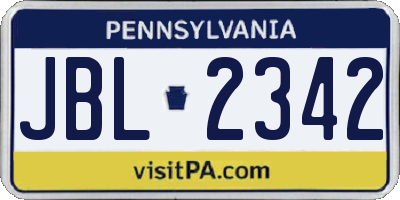 PA license plate JBL2342