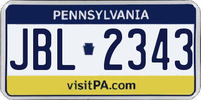 PA license plate JBL2343