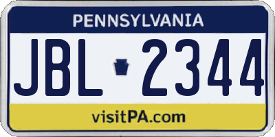 PA license plate JBL2344