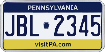 PA license plate JBL2345