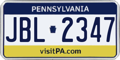 PA license plate JBL2347