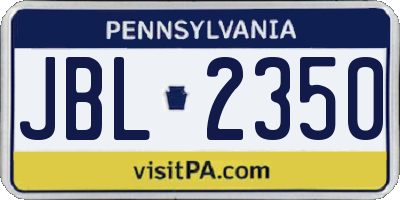 PA license plate JBL2350