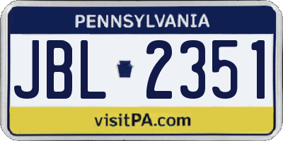 PA license plate JBL2351