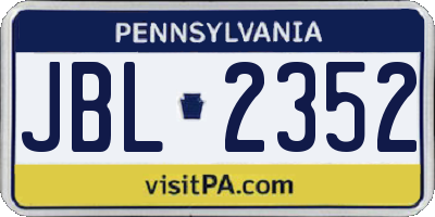 PA license plate JBL2352