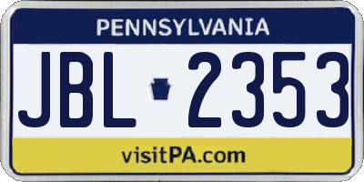 PA license plate JBL2353