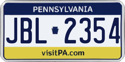 PA license plate JBL2354