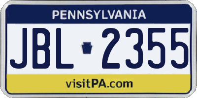 PA license plate JBL2355