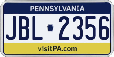 PA license plate JBL2356