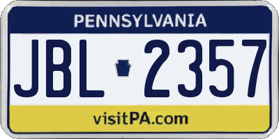 PA license plate JBL2357