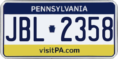 PA license plate JBL2358