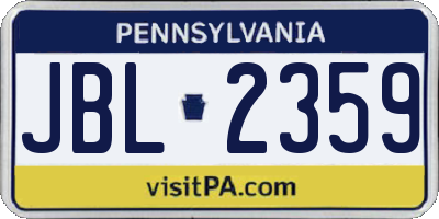 PA license plate JBL2359