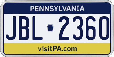 PA license plate JBL2360