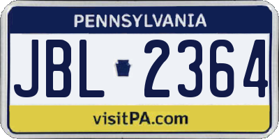 PA license plate JBL2364