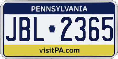 PA license plate JBL2365